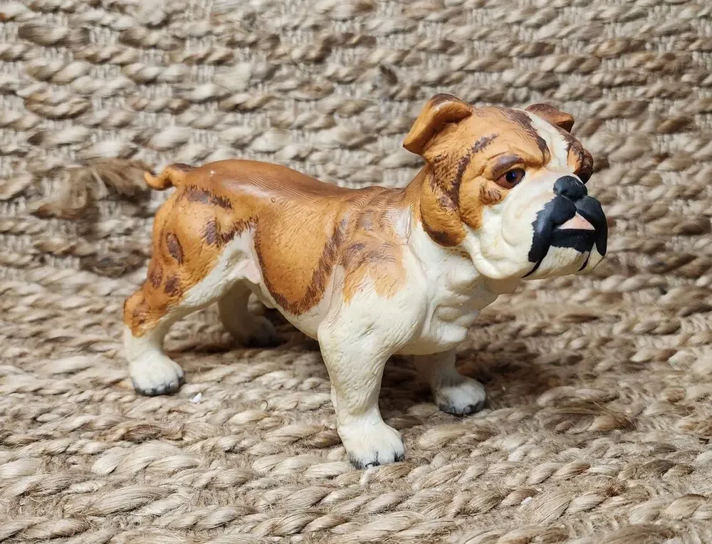 Andrea by Sadek Porcelain Brown White Bulldog Figurine Shelf Tabletop Decor